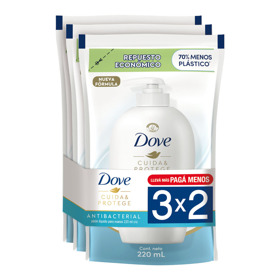 Imagen de DOVE JABON  LIQUIDO ANTIBACTERIAL CUIDA & PROTEGE PACK 3x2 [3uni.x220ml.]
